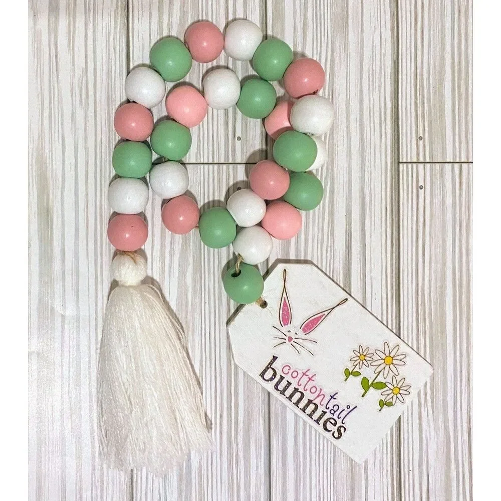Easter Beaded Garland: Cottontail Bunnies Tier Tray Decor